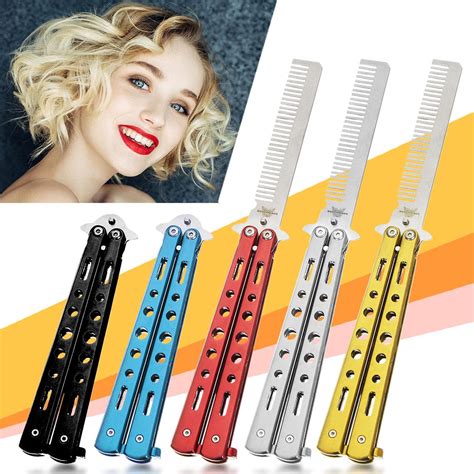 Pocket Oil Hair Comb Folding Knife Automatic Push Button Brush For Head ...