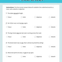 Identify Parts of Speech Important Questions - Class 6 English Grammar