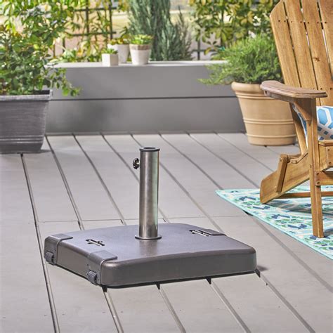 Latitude Run® Square Concrete Umbrella Base with Stainless Steel Collar ...