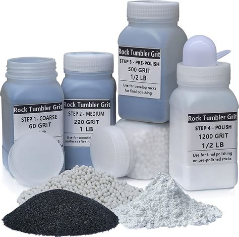 Amazon.com: 4 LBS Rock Tumbler Grit Media Kit, Rock Tumbling 5 In 1 Set ...