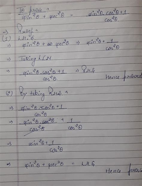 sin square theta + sec square theta is equal to sin square theta into ...