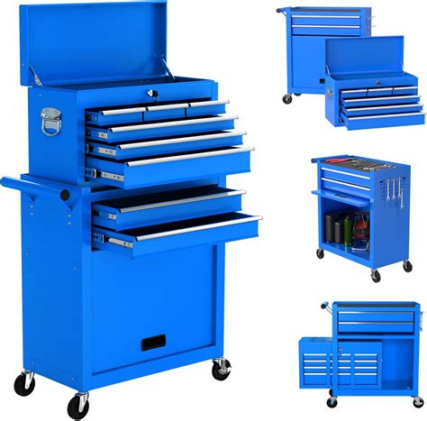 Buy 8 Drawer Tool Chest with 4 Wheels，High Capacity Rolling Tool Chest ...