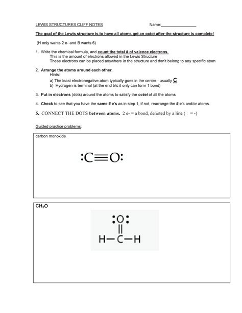 Lewis Structures Practice Exercises Answers - LEWIS STRUCTURES CLIFF ...