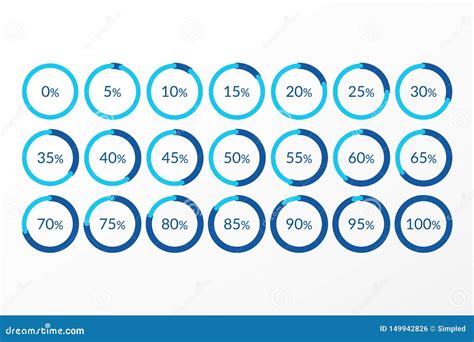 Percentage Vector Infographics. 10 20 30 40 50 60 70 80 90 100 Percent ...