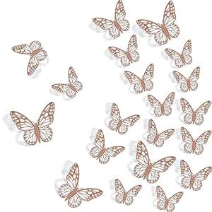 Rozi Decoration Rose Gold Butterfly Wall Stickers Set of 12 Pcs for ...
