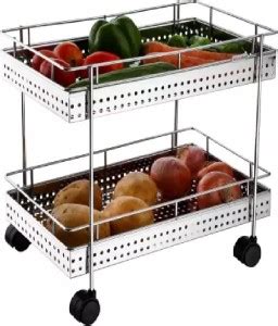 REAL HOMES Vegetable Trolley Perforated - Double Stainless Steel ...