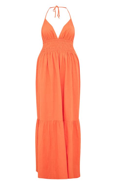 Bright Orange Plunge Strappy Backless Maxi Dress | Dresses | PLT