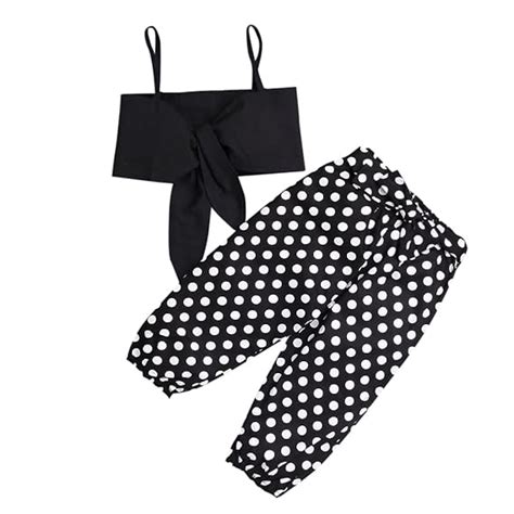 Buy Hopscotch Girls Polka Dot Print Top Pant Set In Black Color for ...