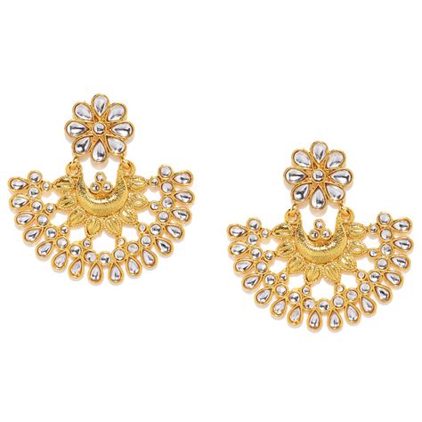 Buy Fida Gold-Toned Crescent Shaped Drop Earrings Online