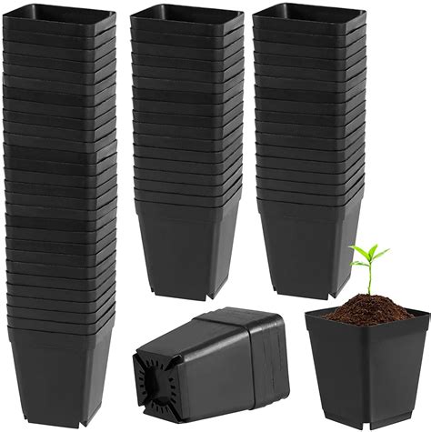 Buy ZOENHOU 100 Pack 2.7 Inch Small Seedling Plastic Pots, Black ...