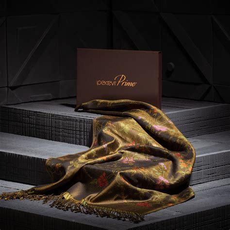 Khaki Green Brocade Reversible Prime Silk Scarf | Ipekevi