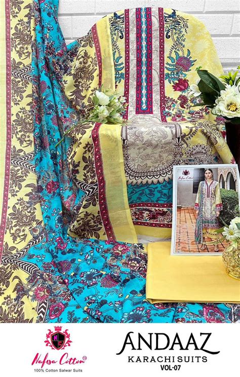 NAFISA COTTON ANDAAZ KARACHI SUITS VOL 7 COTTON DIGITAL PRINTS SALWAR ...