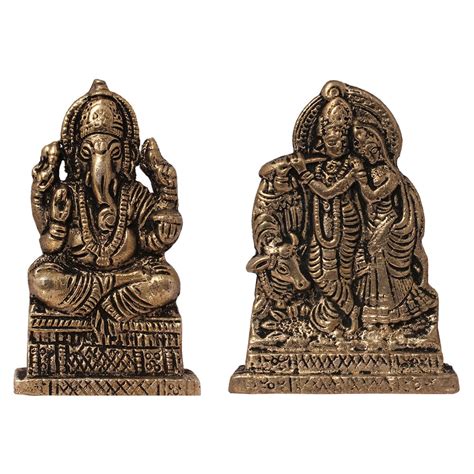 Buy ART N HUB Set of 2 Combo Brass Antique Look Lord Ganesha & Radha ...