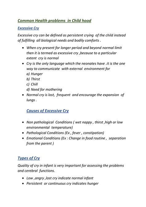 Common Health Problems During Child Hood -Excessive cry , its types ...
