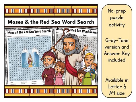 Moses and the Red Sea Word Search Bible Puzzle Activity Worksheet ...
