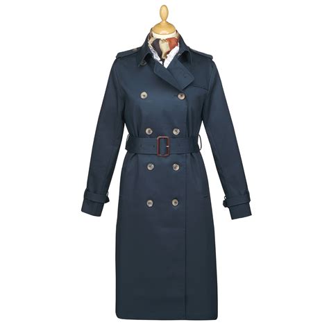 Navy Classic Belted Trench Coat | Ladies Country Clothing | Cordings US