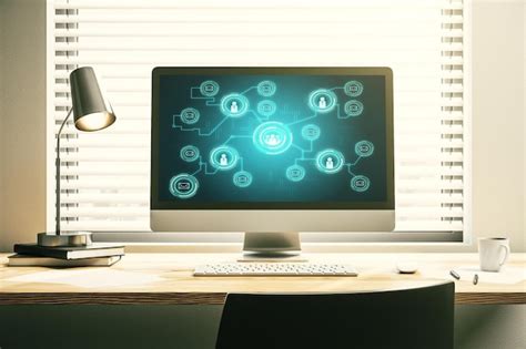 Social network concept on modern laptop screen 3d rendering | Premium Photo