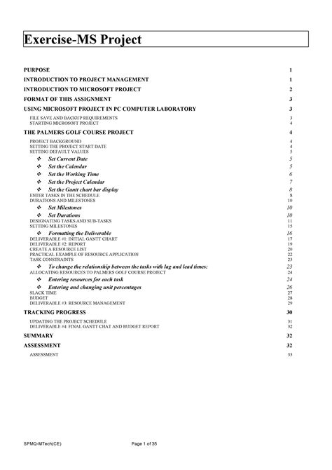 Ex2 - Exercise-MS Project PURPOSE INTRODUCTION TO PROJECT MANAGEMENT ...