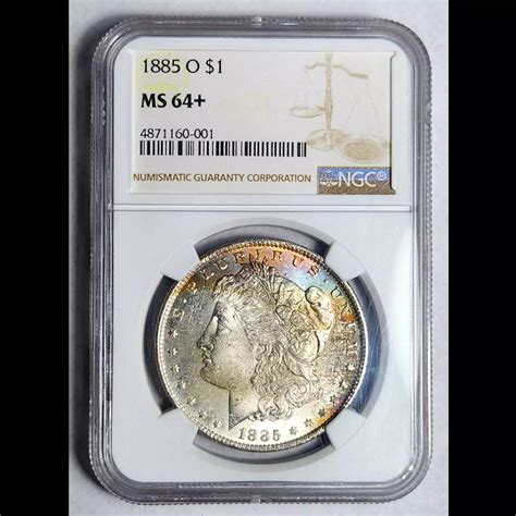 1885-O Morgan Silver Dollar NGC MS-64+ - COLOR - Bob Paul Rare Coins