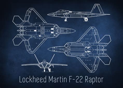 Lockheed F-22 Raptor Blueprint Art #f #raptor #su #aviation #mig #a #usaf #b #airforce #c # ...