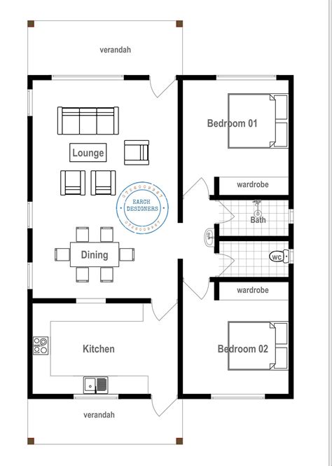 Two Bedroom Bungalow Plans Simple House Design 2 Bedroom House Plan