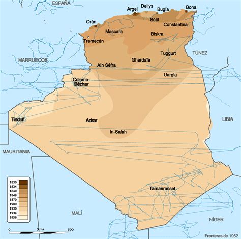 ملف:French Algeria evolution 1830-1962 map-es.svg - المعرفة