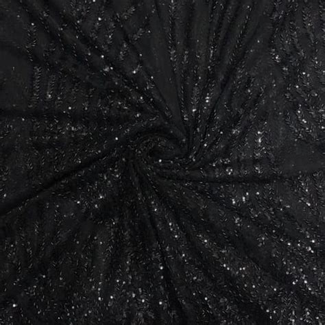 Black Color Floral Cut Dana Embroidered Fabric