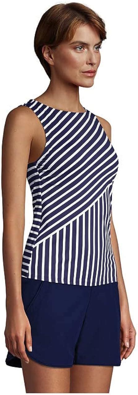 Buy Lands' End Womens Chlorine Resistant High Neck Tankini Top Deep Sea ...