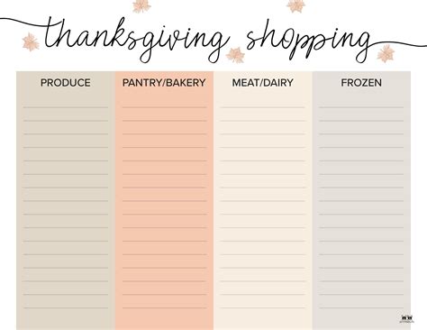 Thanksgiving Shopping Lists & Checklists - 30 FREE Printables | Printabulls