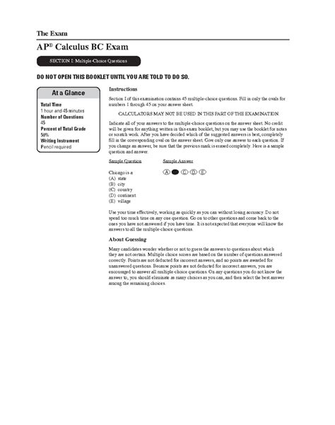 AP Calculus BC - Full Practice Exam w/ Answers 2 - AP Calculus BC ...