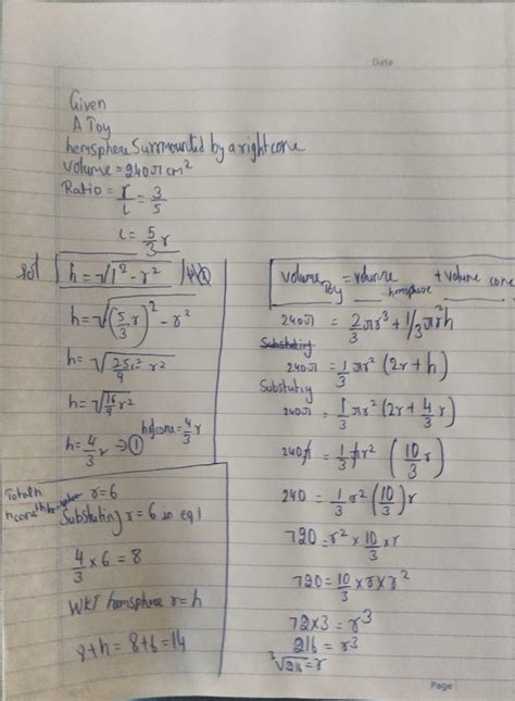 solid toy is in the form of a hemisphere surmounted by a right circular ...