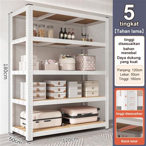 Jual Rak Besi Susun Putih Rak besi siku 5 susun 120*40*180CM Rak barang ...