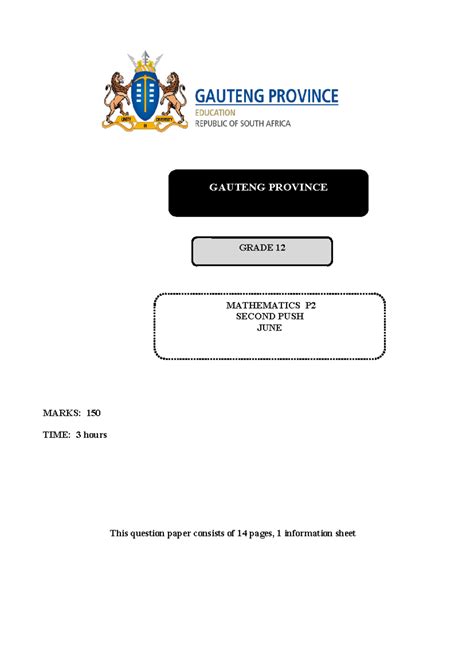 Mathematics P2 Grade 12 Pre June Examination Eng - ####### MARKS: 150 ...