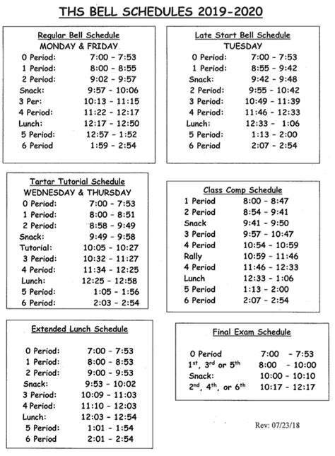 High School Schedule