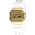 Casio Unisex Vintage A168XESG-9ADF Gold Digital Dial Transparent Resin ...