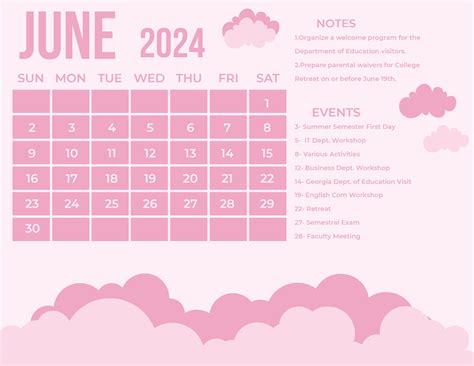 Simple June 2024 Calendar in EPS, Word, SVG, Illustrator, JPG ...