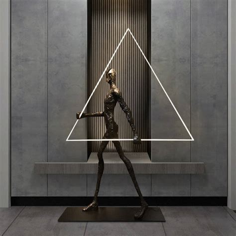 Human Statue Floor Lamp With Triangle (Custom made) - Elegant Interior