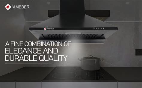 AMBBER Marvel Black Wall Mounted Kitchen Chimney 60 CM 1250 m³/hr ...