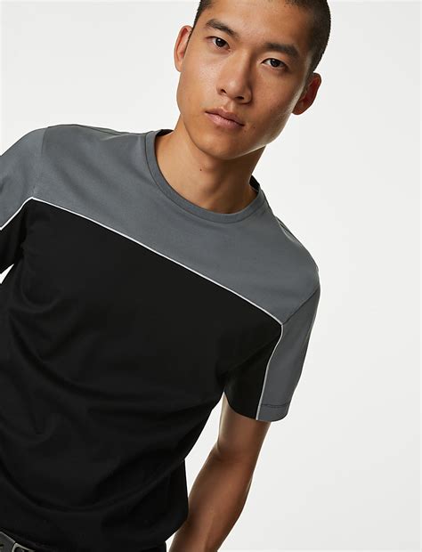 Buy Pure Supima® CottonColour Block T-Shirt at Marks & Spencer