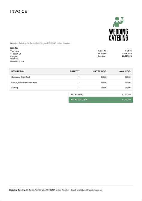 Catering Invoice Templates - Free & Editable | Billdu