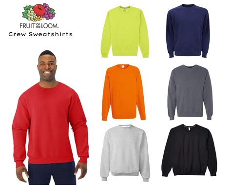 Fruit Of The Loom Men's Fleece Crewneck Pullover Sweatshirts Size S-4XL ...