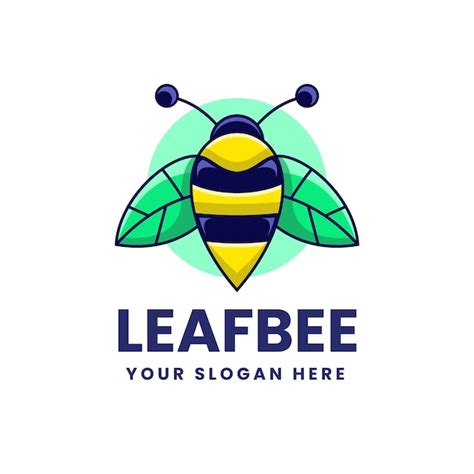 Logo dell'ape foglia | Vettore Premium