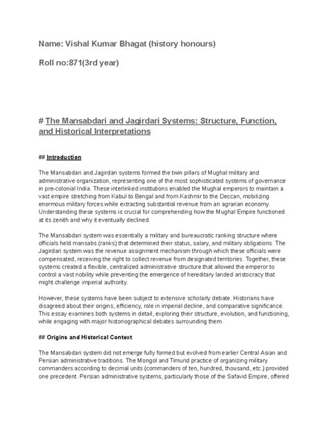 Mansabdari and Jagirdari Systems: Structure and Historical Insights ...