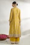 Buy Yellow Cotton, Silk, Linen, Net, Satin Floret Pattern Kurta Palazzo ...