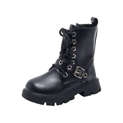 CAICJ98 Girl Toddler Boots Fashion Kids Solid Color Boots Toddler Black ...