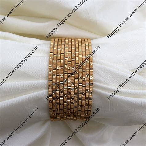 Real Gold Tone Set of 12 Bangles - SS013 - Daily Wear/Office Wear/Func ...