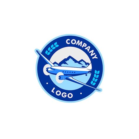 Design de logotipo de aviação de avião azul | Vetor Premium