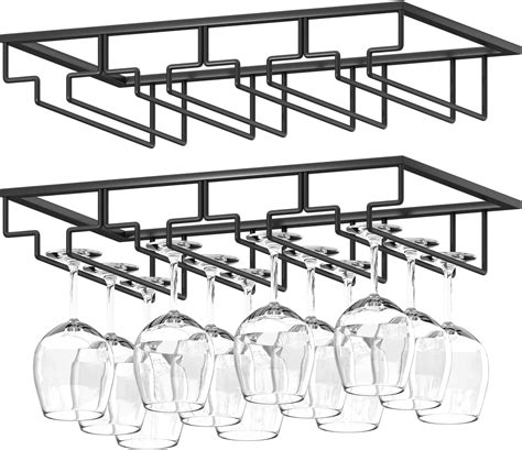 Wtiujhg Wine Glass Rack, 2 Pack Under Cabinet Stemware Rack India | Ubuy
