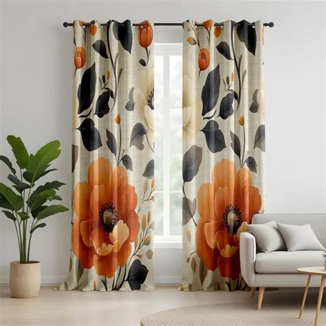 COTTON CURTAIN Pack Of 2 -Printed Multicolor Floral Semi Blackout ...