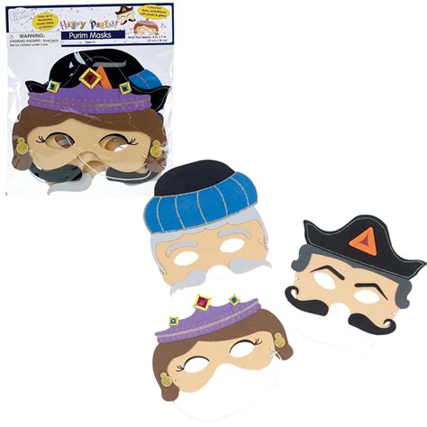 Buy Amazing Foam Purim Masks Set of 3 - Esther, Haman & Mordechai ...